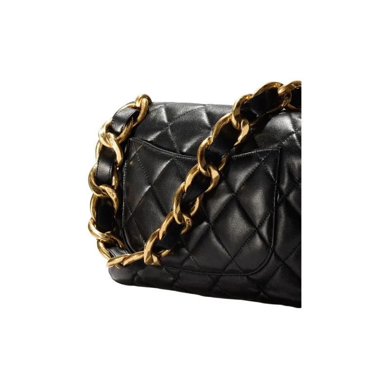 CHANEL Lambskin Mouth Cover Bag, Crossbody Bags, Shoulder Bags Tubas Women's Black-3