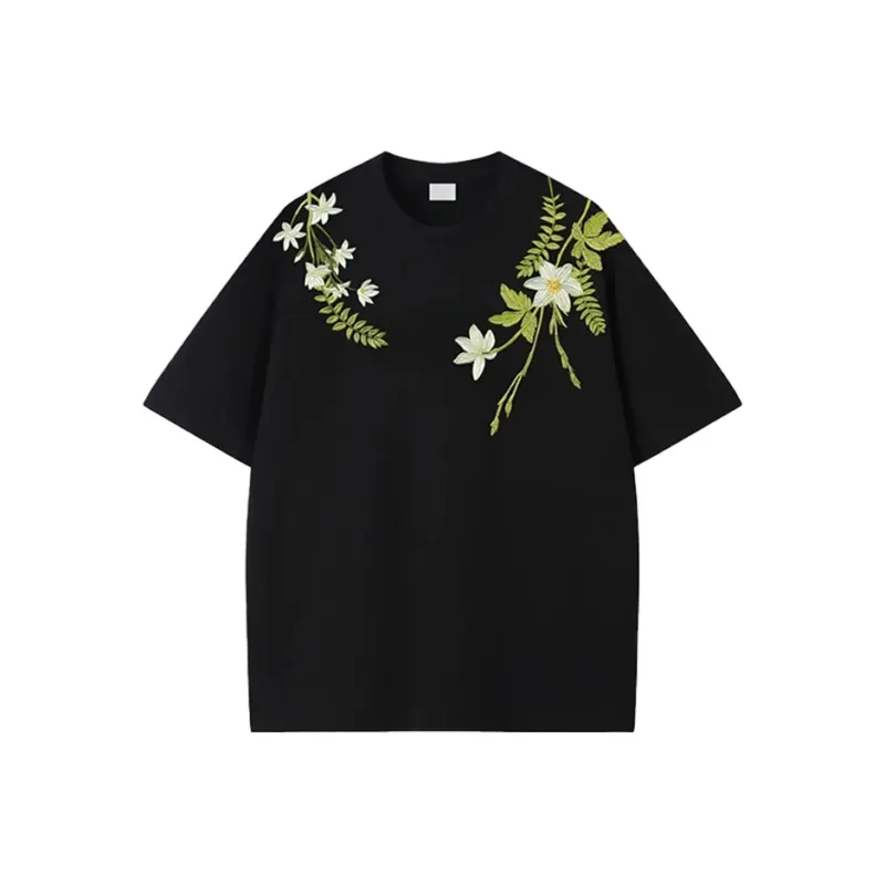 Vine Color Drop Shoulder Sleeve T Shirt Unisex-0