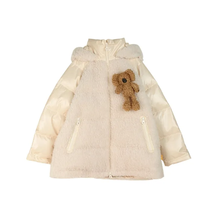 LALABOBO Animal Pattern Solid Color Hooded Loose Fit Long Down Jacket Women's-6