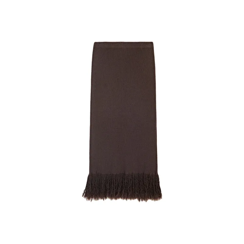 Massimo Dutti Knit Long Skirt Women's Brown-1