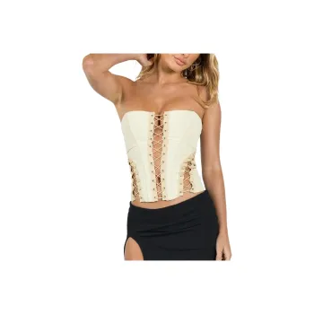 PRINCESS POLLY EDEN LACE UP CORSET Strapless Top Women's CREAM/Cream