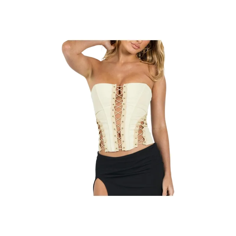 PRINCESS POLLY EDEN LACE UP CORSET Strapless Top Women's CREAM/Cream-0