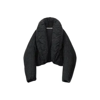 Alexander Wang Crystal Hotfix Cropped Puffer Jacket Jackets Coats Women's Black