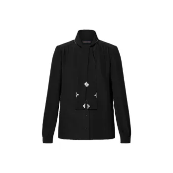 LOUIS VUITTON Monogram Accent Lavallière Blouse