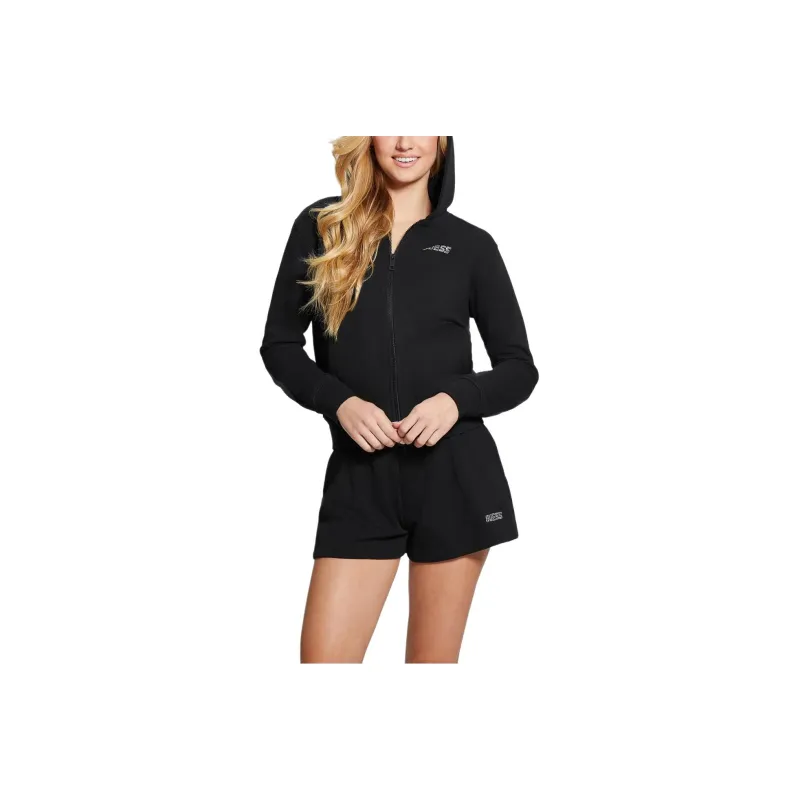 GUESS Eleanora Zip Hoodie Jackets Coats Women's Black-0