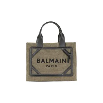 BALMAIN B ARMY Cotton Tote Bag, Shopping Bag, Shoulder Bag, Crossbody Bag, Handbag Small Size Women's Khaki