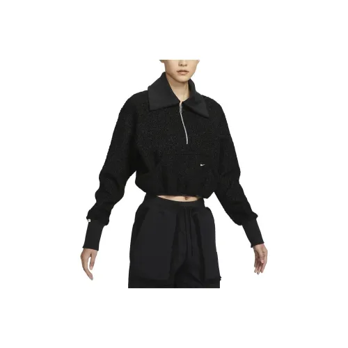 Nike Sportswear Collection Women's High Pile Fleece Half Zip Top Black