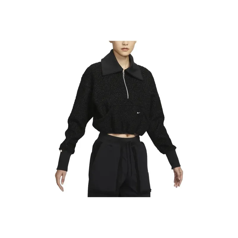 Nike Sportswear Collection Women's High-Pile Fleece Half Zip Top Black-0