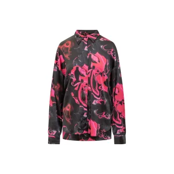 MSGM Allover Graphic Printed Long Sleeved Shirt