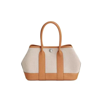 HERMES NEO GARDEN 23 Canvas With Leather Handbag Mini Women's Orange & Gray