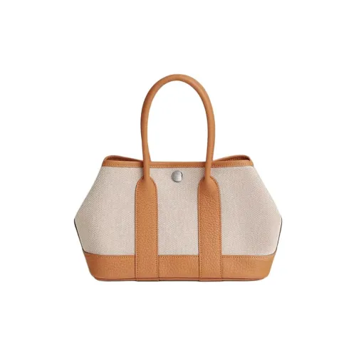 HERMES NEO GARDEN 23 Canvas With Leather Handbag Mini Women's Orange & Gray