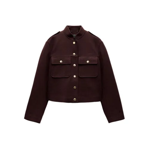 ZARA Jackets Coats Women's Burgundy Red