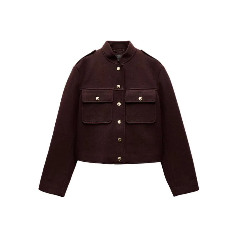 ZARA Jackets Coats Women's Burgundy Red-0