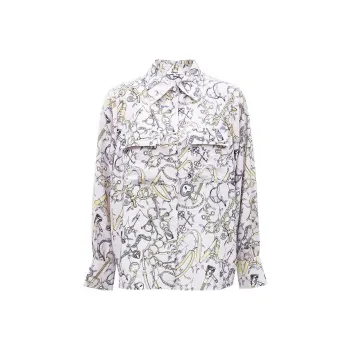 ONLY Shirts Women's HBI Pink Chain Flower All Over Print
