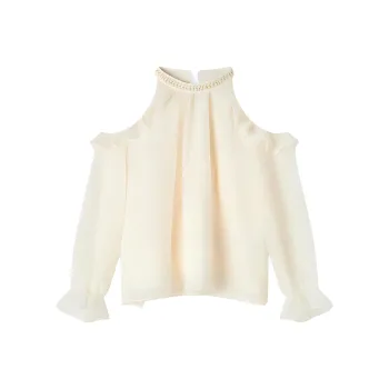 EICHITOO Chiffon Shirts Women's Ecru