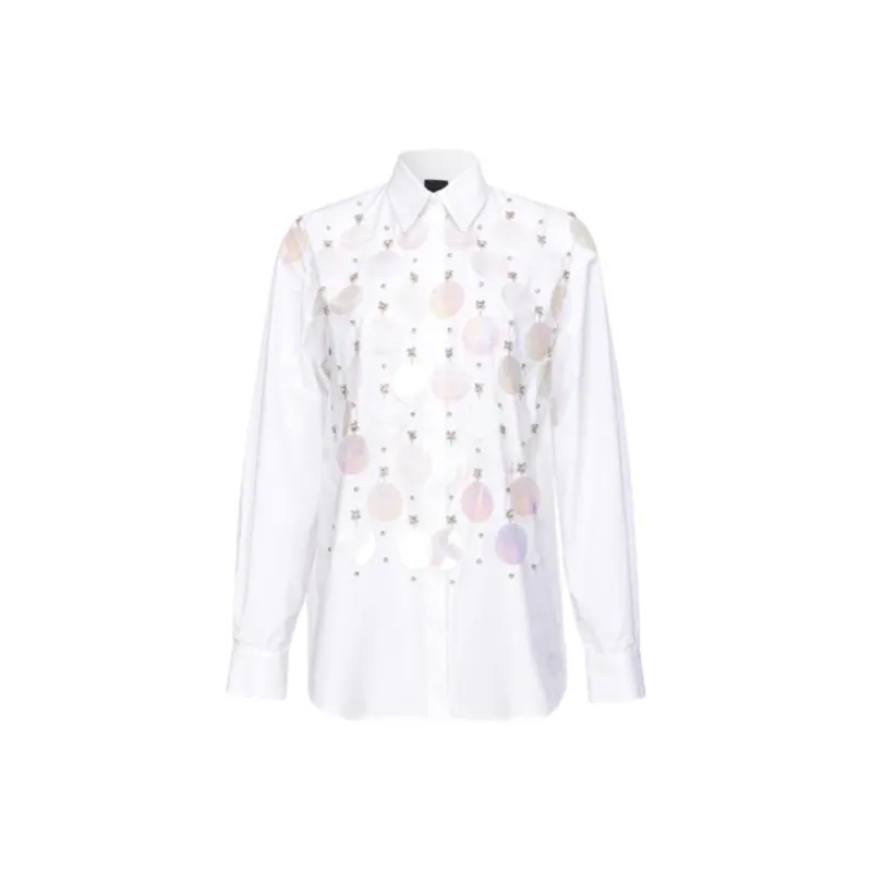 PINKO Rhinestone embellished Cotton Shirt-0
