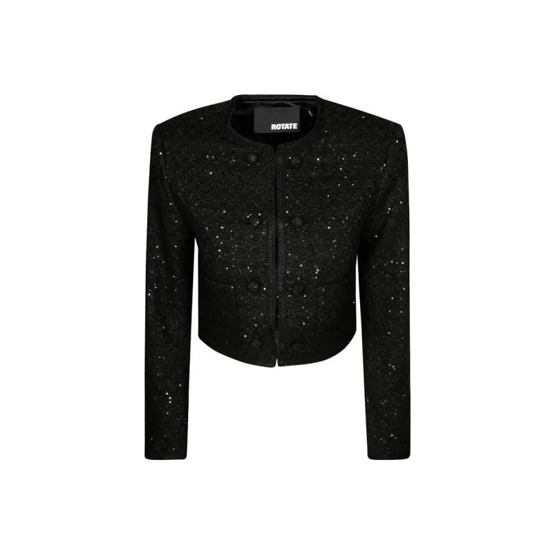 Rotate Sequin Embellished Cropped Jacket-0