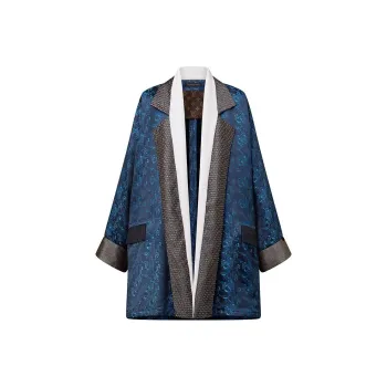 LOUIS VUITTON 1AC3I6 Embroidered Trim Abstract Jacquard Robe Jacket