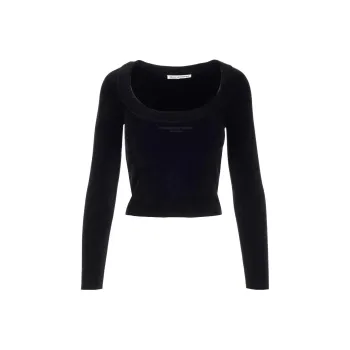 Alexander Wang Scoop neck Cropped Knit Top