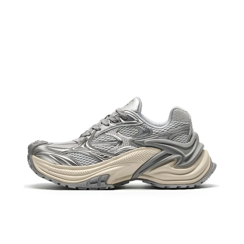 OGR Abrasion Resistant Height Increasing Rebound Low Top Running Shoes Unisex Silver Blue OG Grey-0