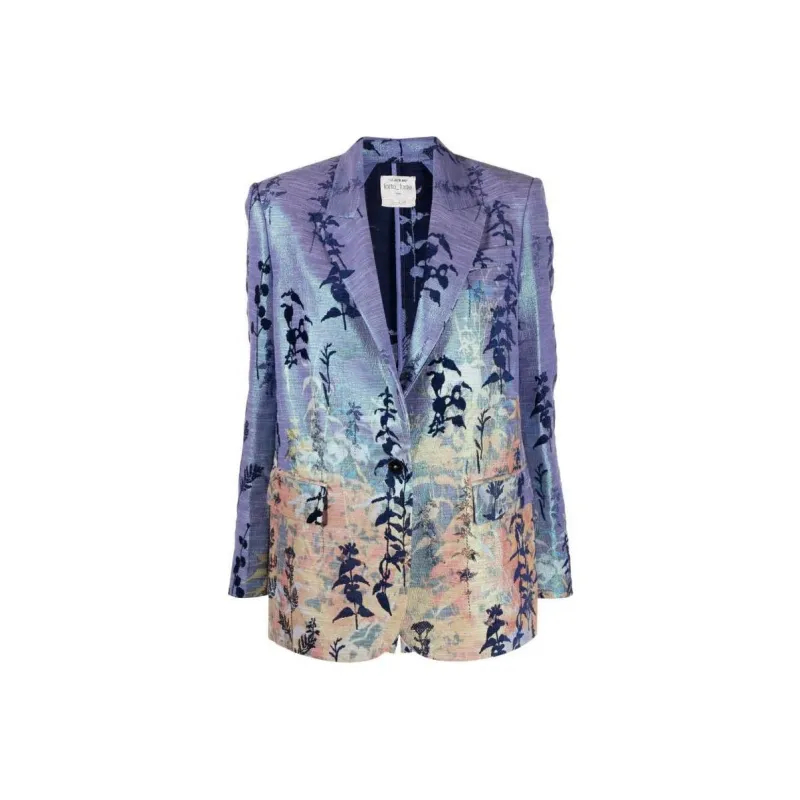 Forte Forte Floral-devoré Peak-lapels Blazer-0