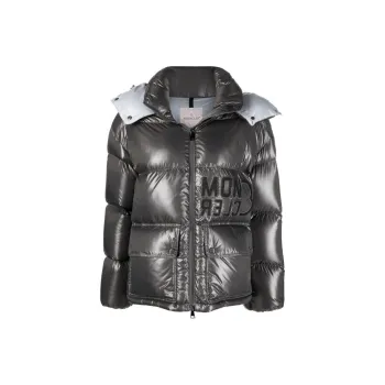 Moncler Women's Abbaye Short Down Jacket Dark Grey