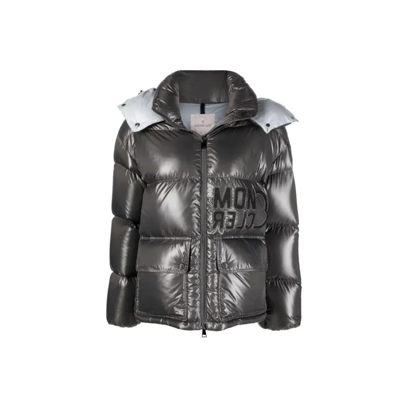 Moncler Women's Abbaye Short Down Jacket Dark Grey-0