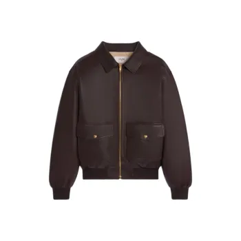CELINE Loose Aviator Blouson Jacket In Soft Lambskin
