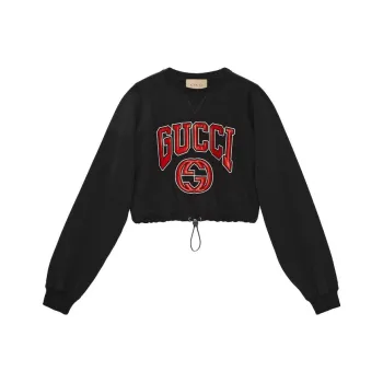 GUCCI Logo Patch Cropped Sweatshirt