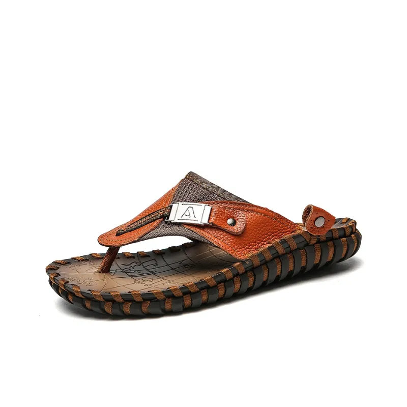 Qiandongmeili Rubber Sole Flip Flops Men's-3