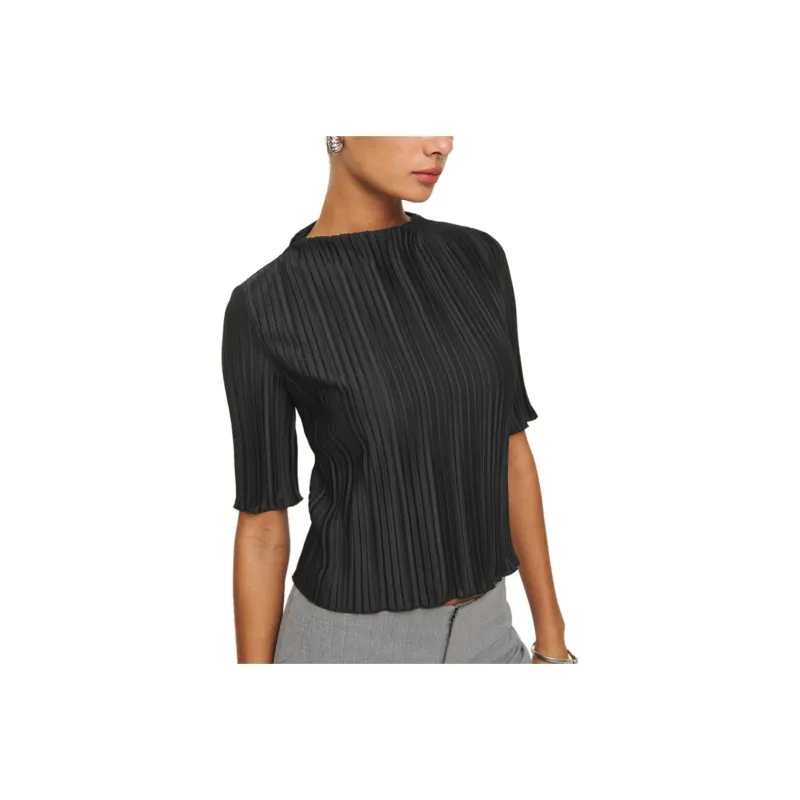 REFORMATION Spencer Knit Top Shirt Women's Black-0