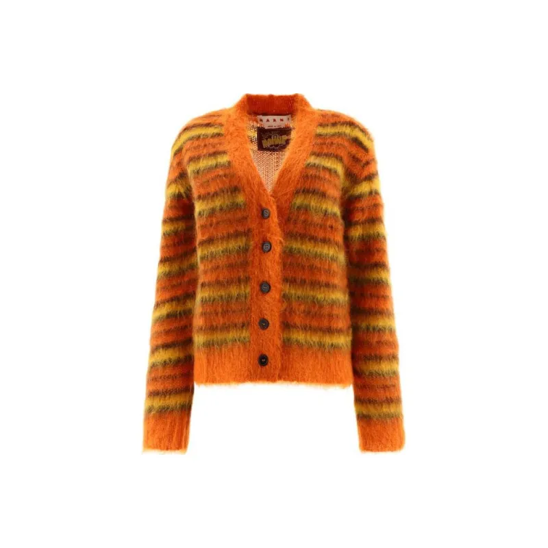 MARNI Striped Knitted Cardigan-0
