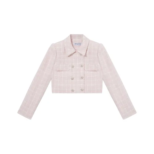 Self portrait Jackets Coats Women's Red And Pink Plaid