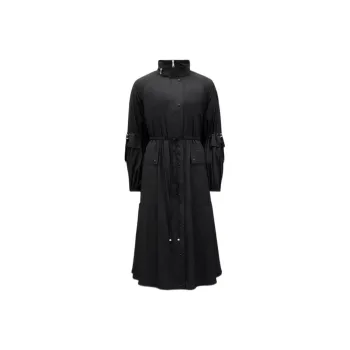 Moncler SS22 Solid Color Hooded Long Down Jacket Women's Black