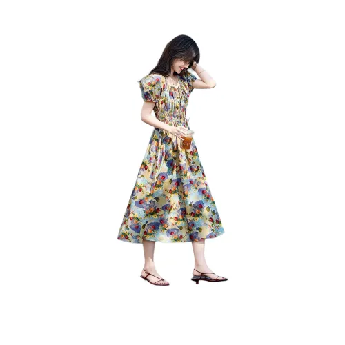 Still Quiet Summer Short Sleeved Dress Women's Purple Lotus