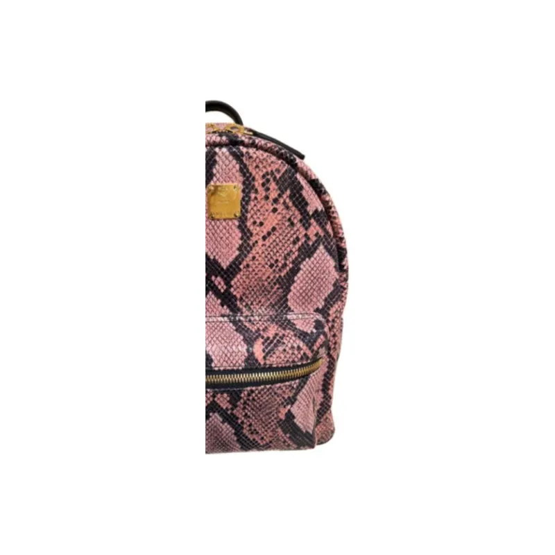 MCM Stark Visetos Suede Backpack Trumpets Women's Pink-1