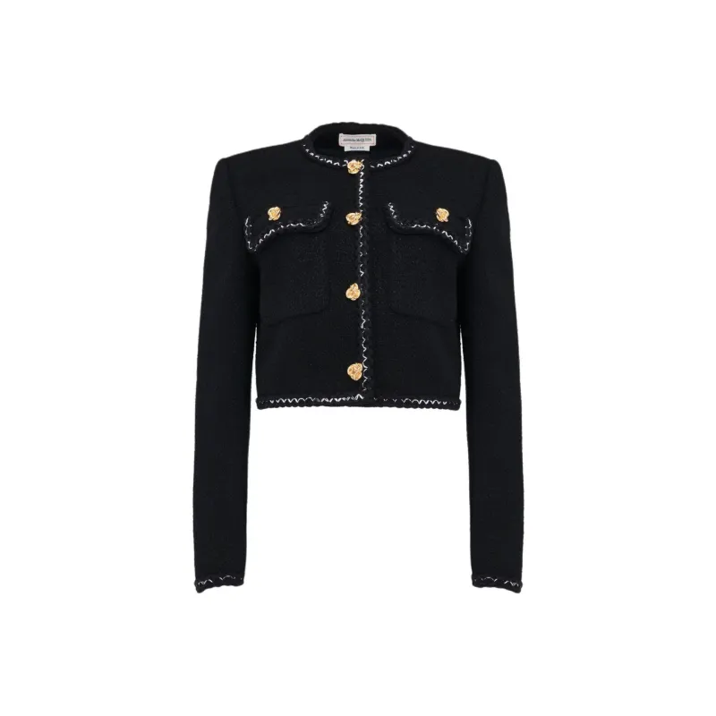 Alexander McQueen Cropped Tweed Jacket-0