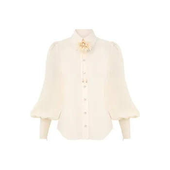 Zimmermann Flower Neck Tie Blouson Shirt