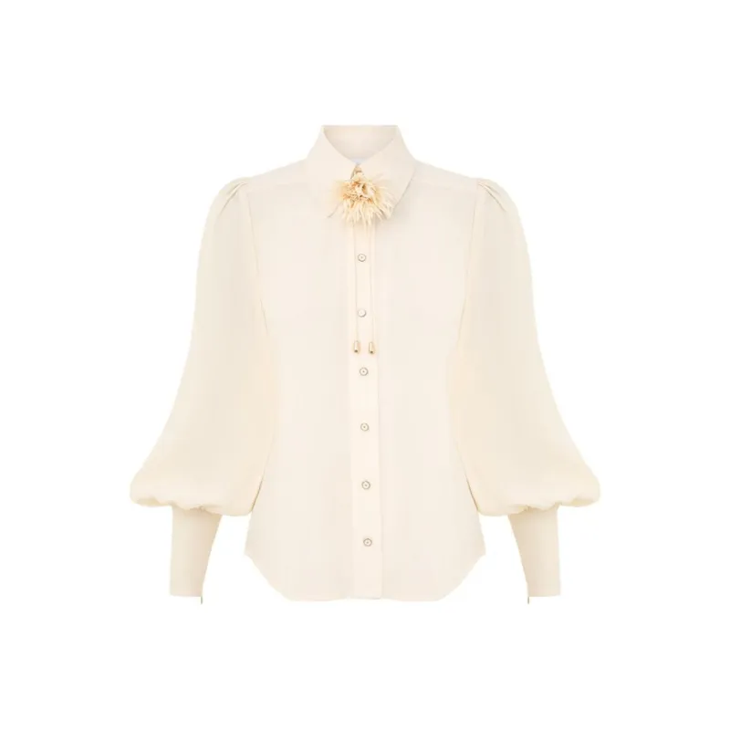 Zimmermann Flower Neck Tie Blouson Shirt-0