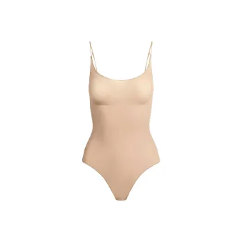 SKIMS SHEER SEAMLESS THONG BODYSUIT Jumpsuit Women's CLAY/Clay
