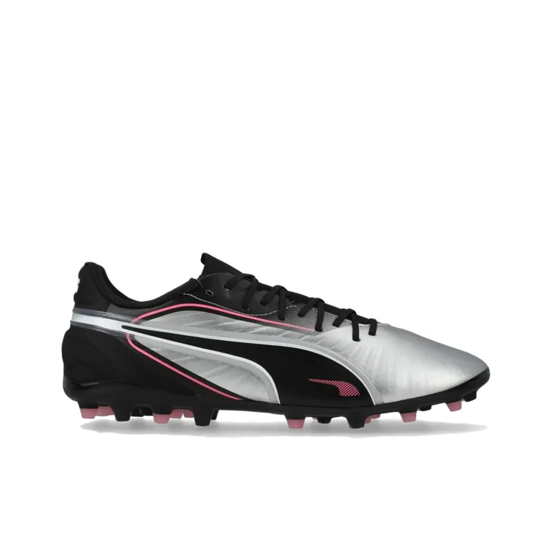 PUMA KING MATCH Anti Slip Wear Resistant Soccer Shoes Unisex Silver Gray-1