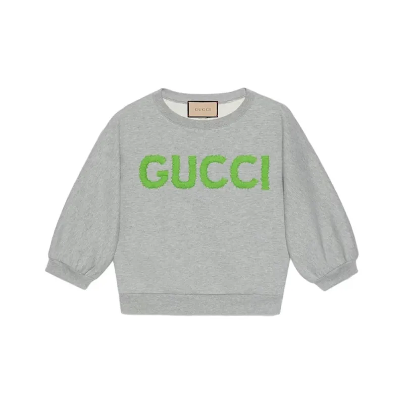 GUCCI Logo-embroidered Cropped Cotton Sweatshirt-0