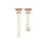 Small D Buckle Leather-Beige Yellow-Rose Gold Seam Style 1