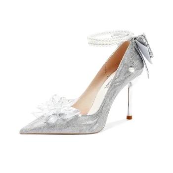 Crelinkxlat Slim Heel High Heels Women's Silver