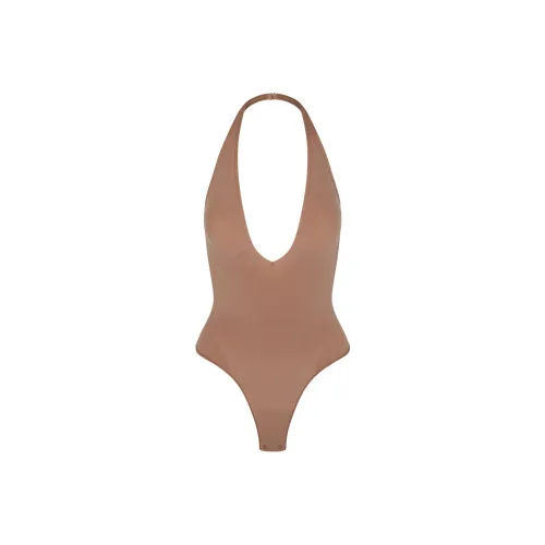 SKIMS SEAMLESS SCULPT DEEP PLUNGE THONG BODYSUIT Bodysuits Women's Sienna/Ochre