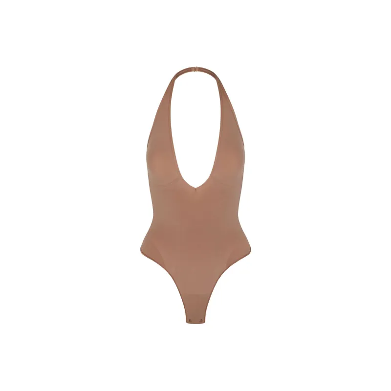 SKIMS SEAMLESS SCULPT DEEP PLUNGE THONG BODYSUIT Bodysuits Women's Sienna/Ochre-0