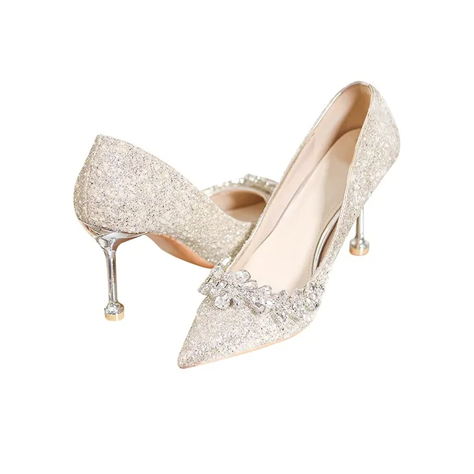 MABEL&CO Slim Heel High Heels 8cm Women's Silver-4