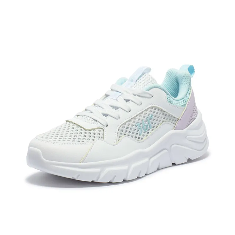 361° Anti Slip Wear Resistant Low Top Casual Shoes Women's White Blue-2