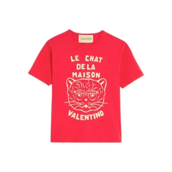 Valentino SS25 Chat De La Maison T Shirt Men's Red