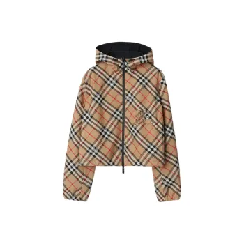 Burberry Cropped Reversible Check Jacket 'Sand'